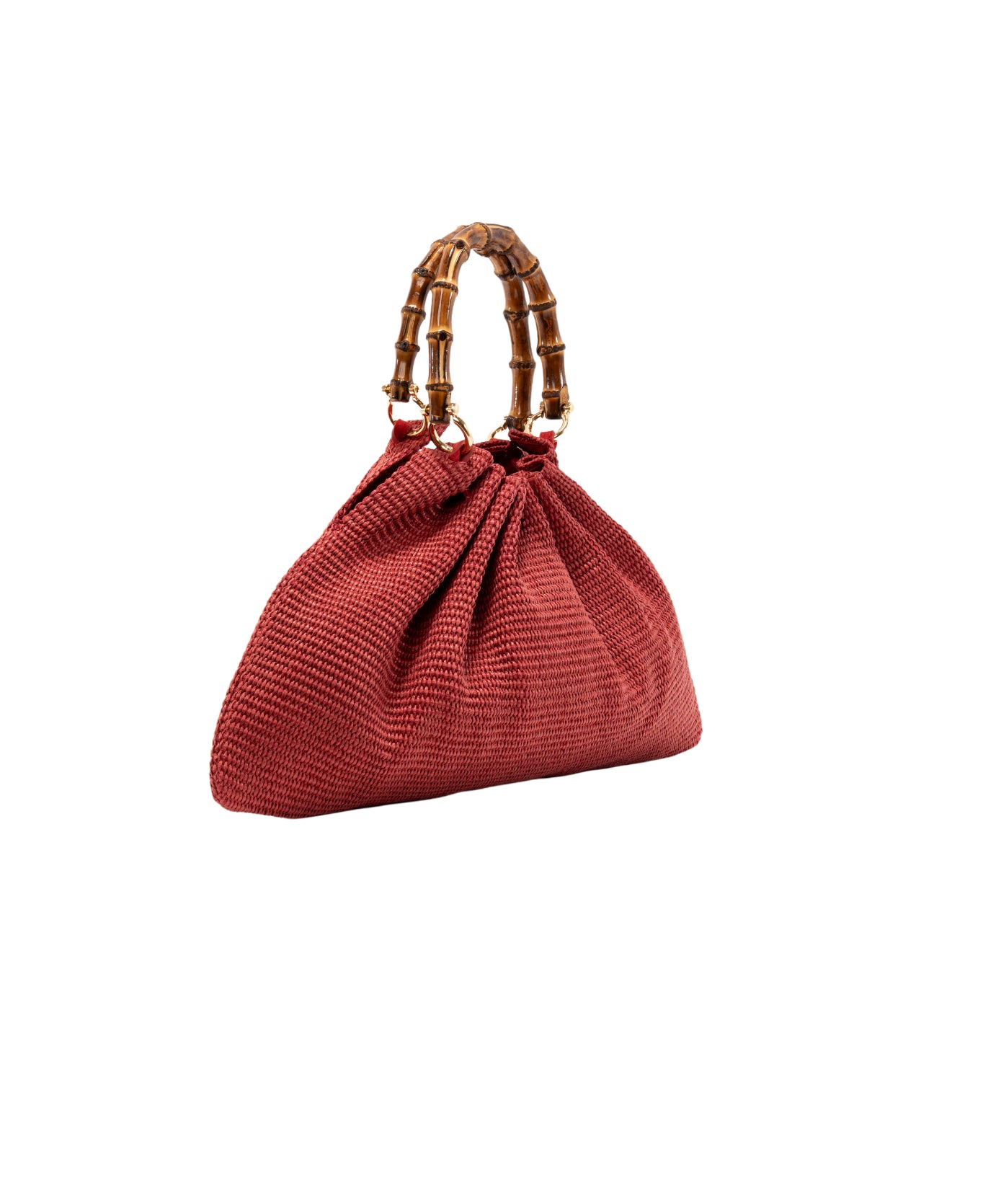 Caterina Raffia Bamboo Bag Deep Red