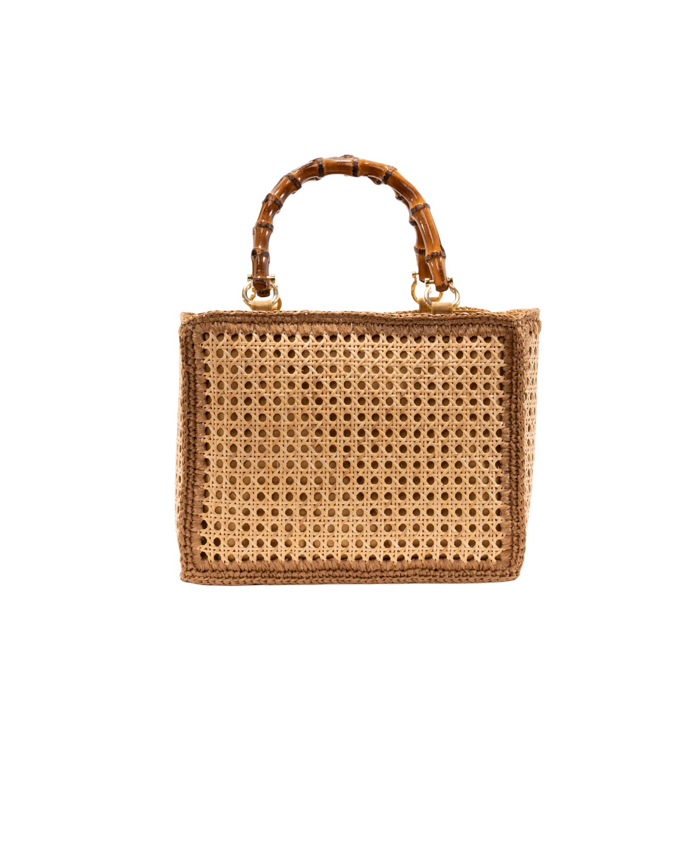 Large tote Rattan Brown crochet trim