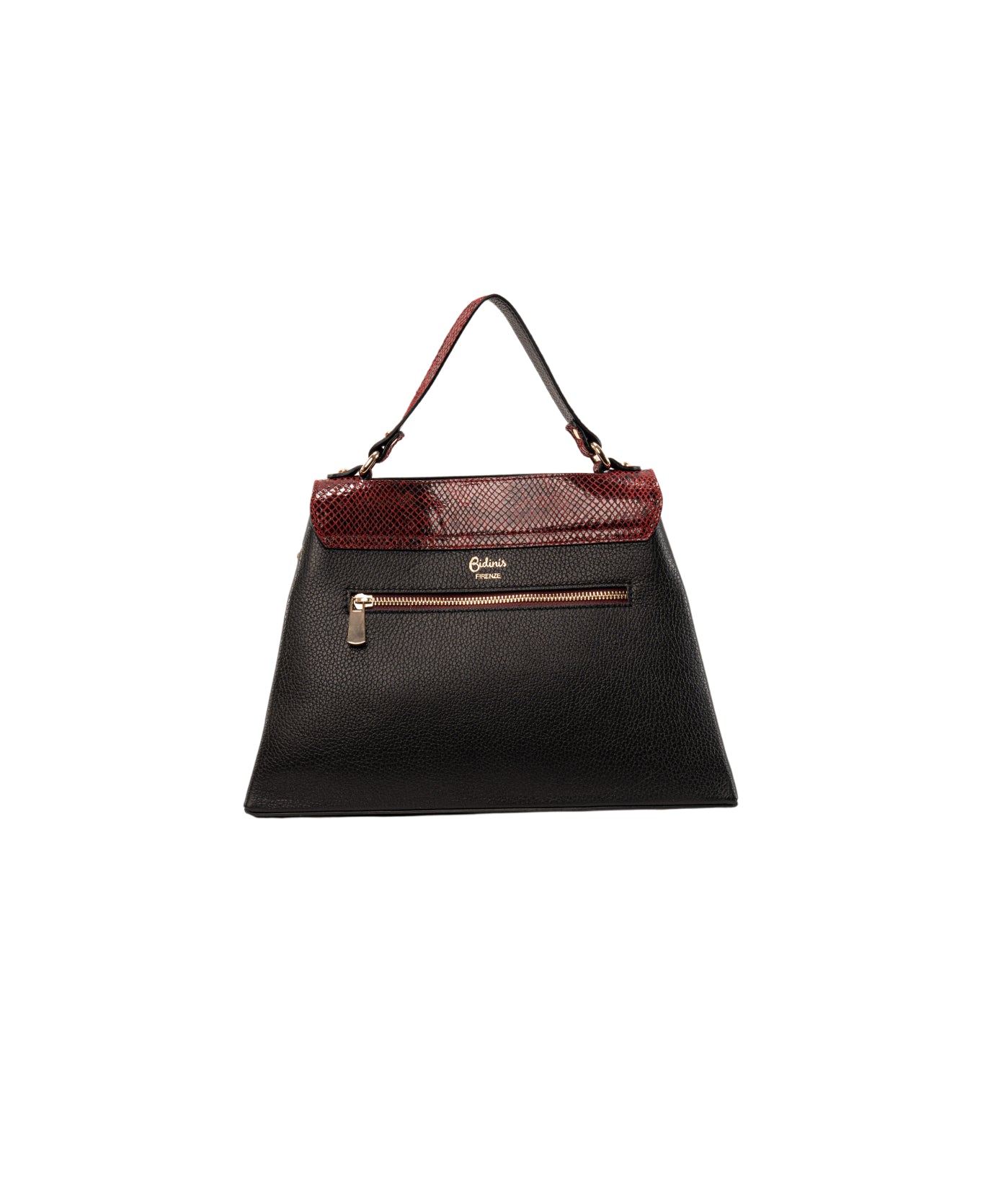 Lisa Large top handle leather bag Black and Burgundy red