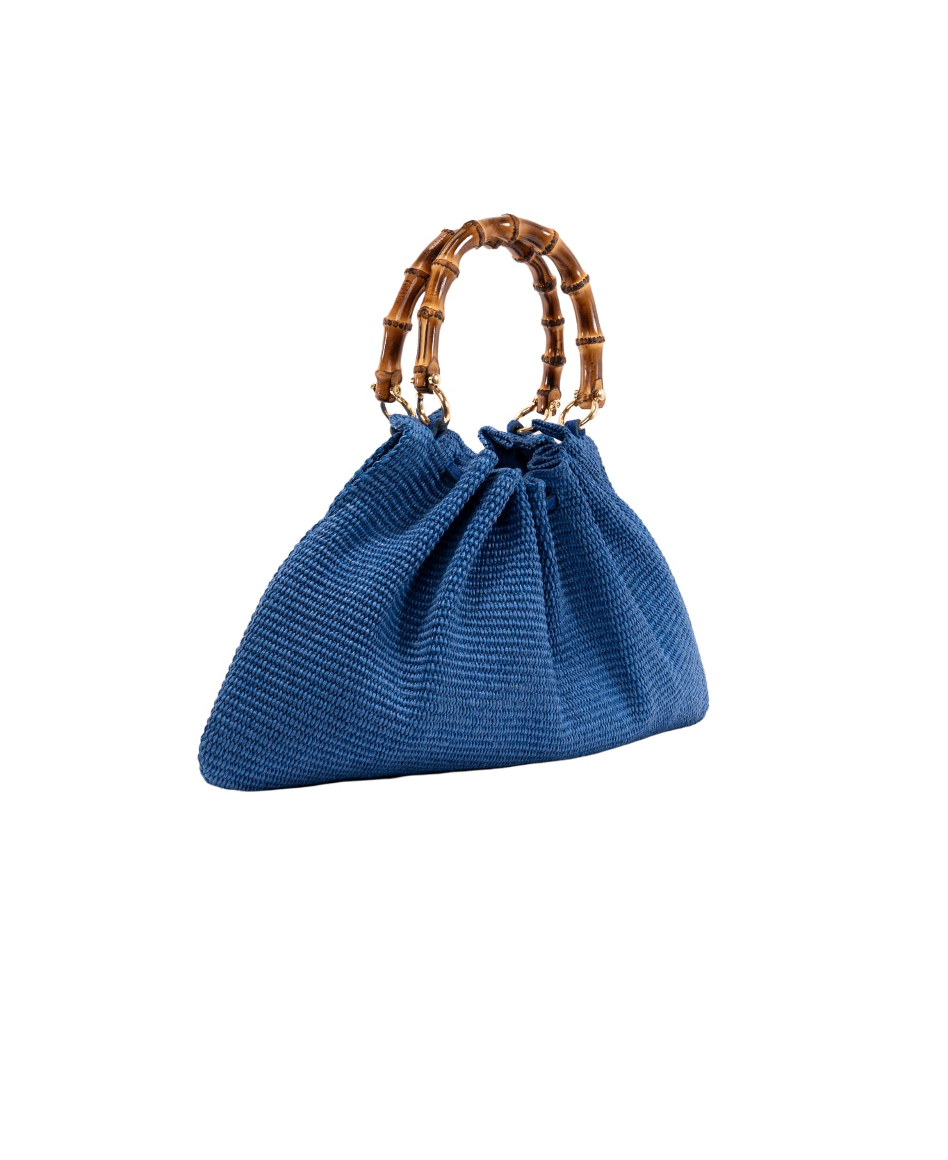 Caterina Raffia Bamboo Bag Cobalt Blue