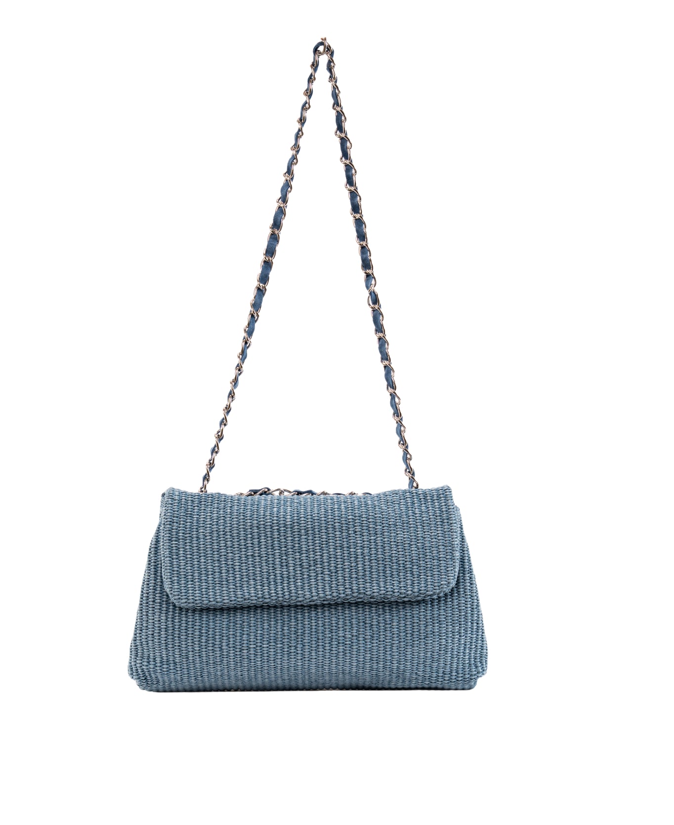 Clarice raffia bag with strap chain Chambray