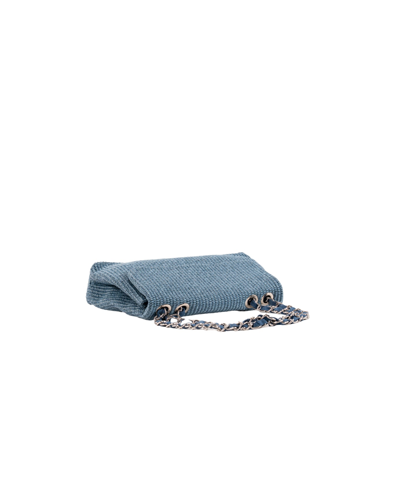 Clarice raffia bag with strap chain Chambray
