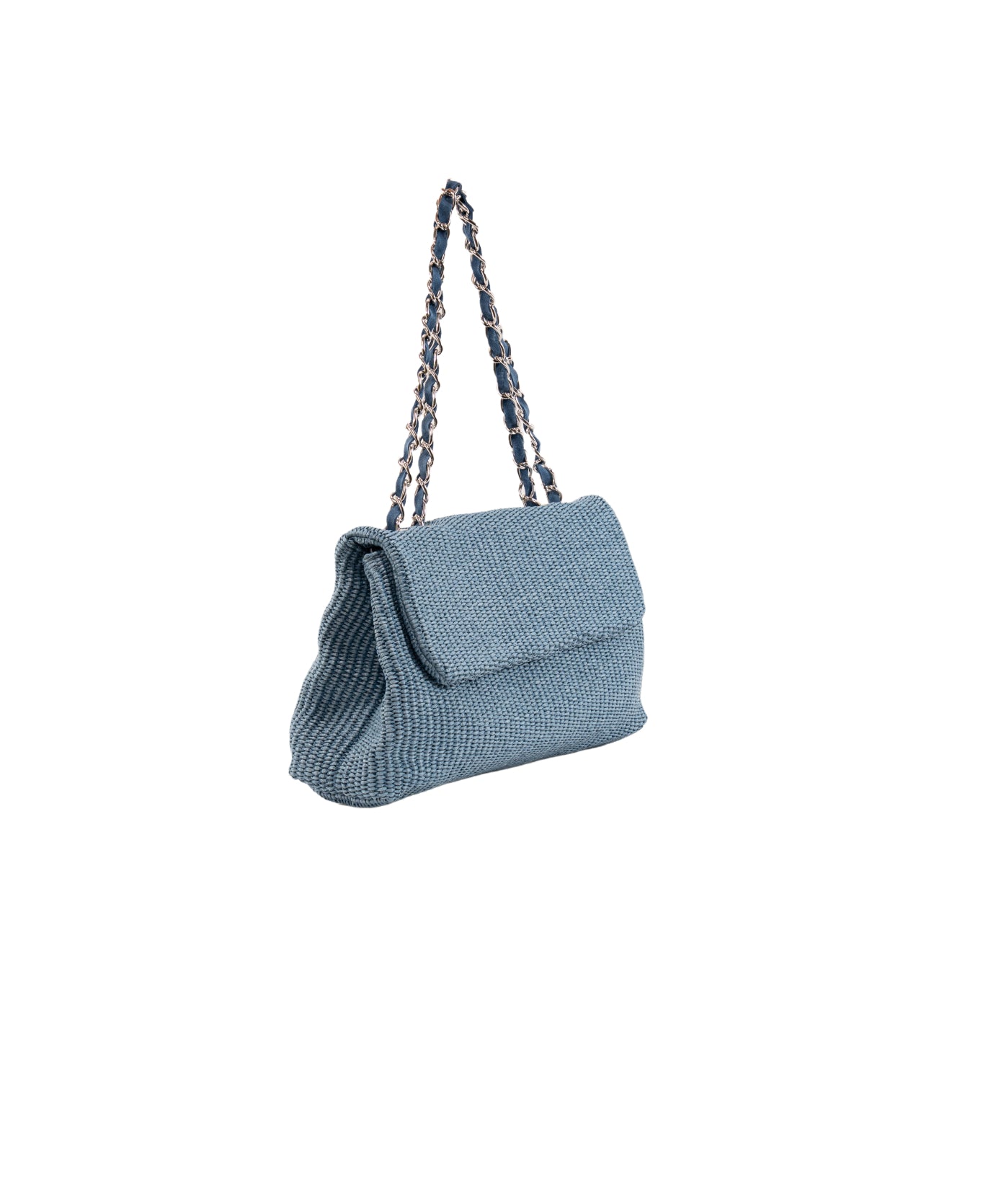 Clarice raffia bag with strap chain Chambray