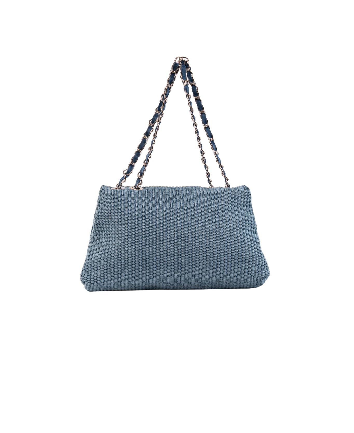 Clarice raffia bag with strap chain Chambray