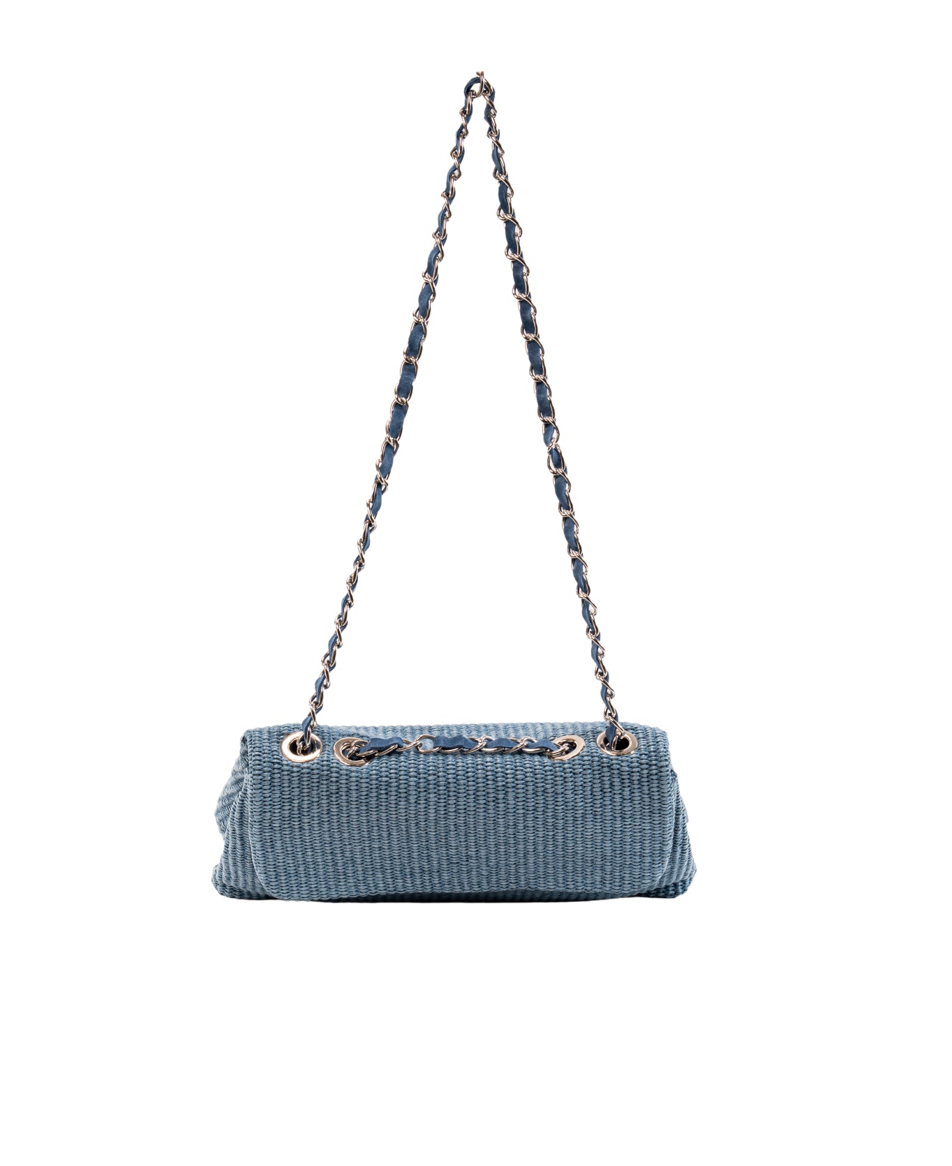 Clarice raffia bag with strap chain Chambray