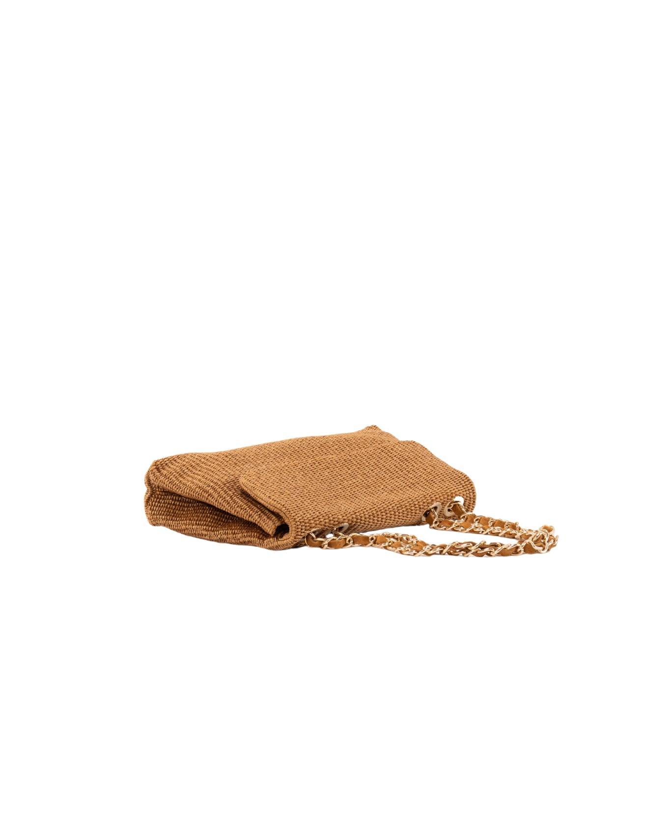 Clarice raffia bag with strap chain Tobacco