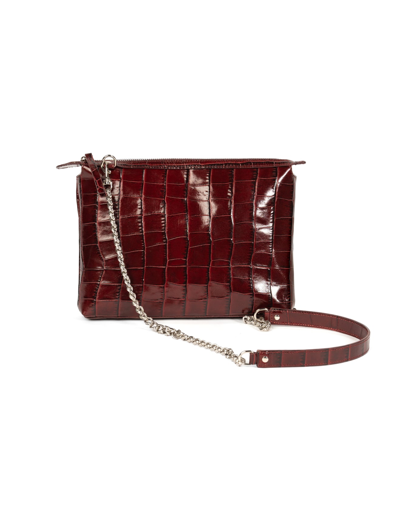 Crossbody Leather Bag - Burgundy