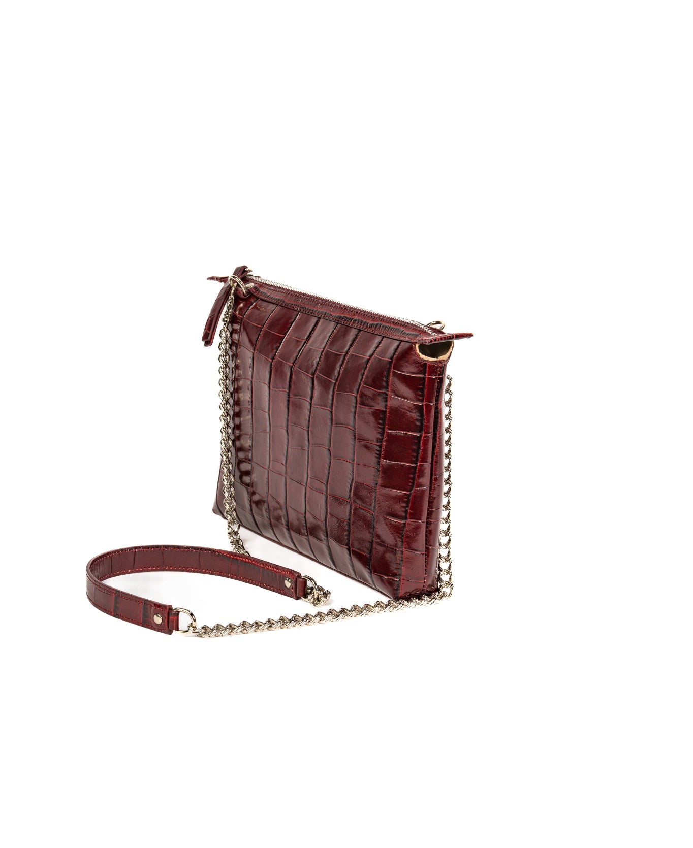 Crossbody Leather Bag - Burgundy