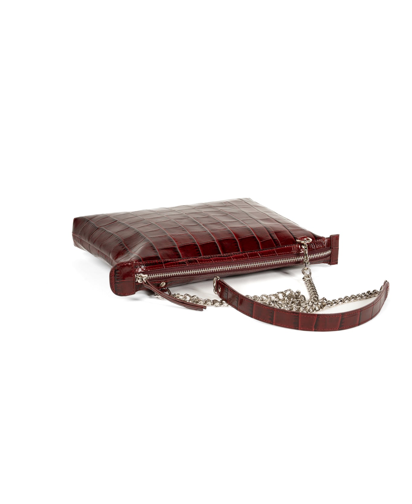 Crossbody Leather Bag - Burgundy