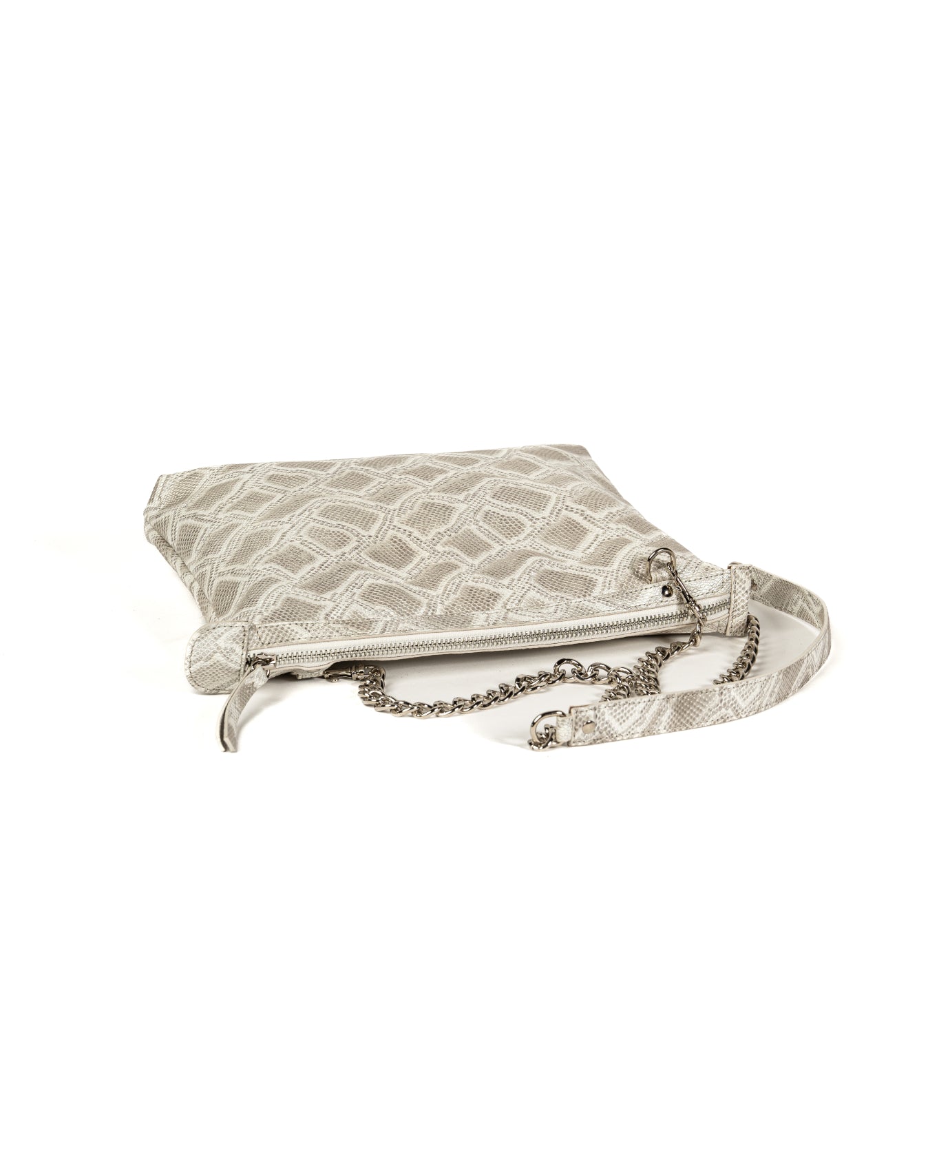 Crossbody Leather Bag - Silver White