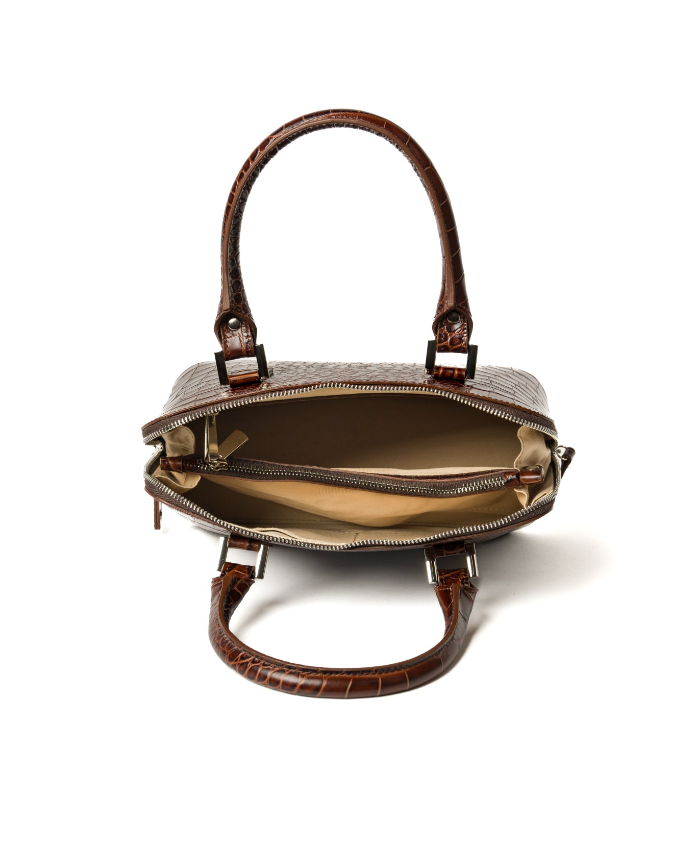 Bugatti Embossed Croc Leather Bag Brown