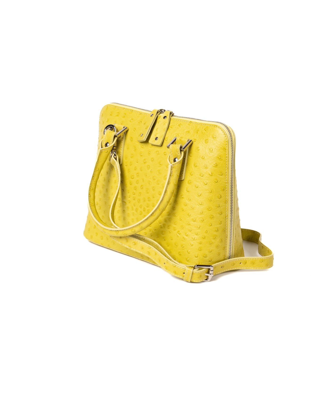 Bugatti Leather Bag Ostrich Effect Lime Yellow