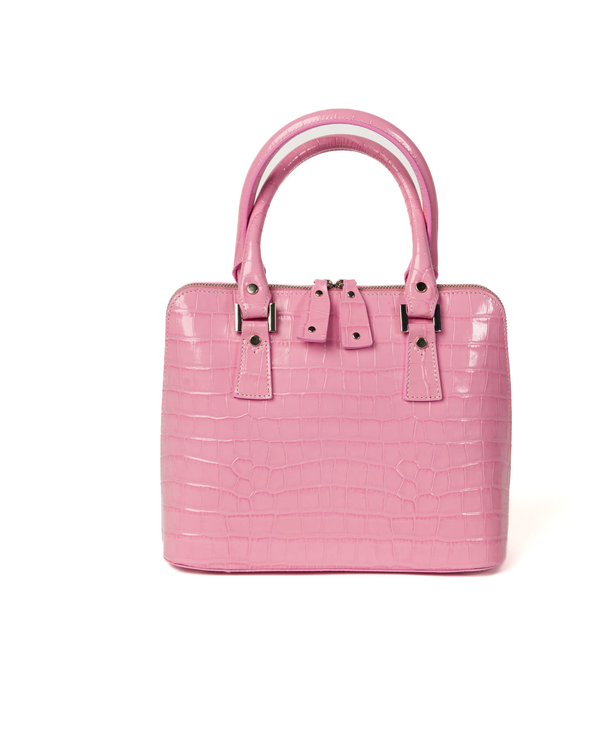 Crocodile-Embossed Convertible Purse/Backpack Divina Italy, Fuxia Pink Buy Rose Pink Crocodile Embossed Faux Leather Crossbody Bag  main image 4