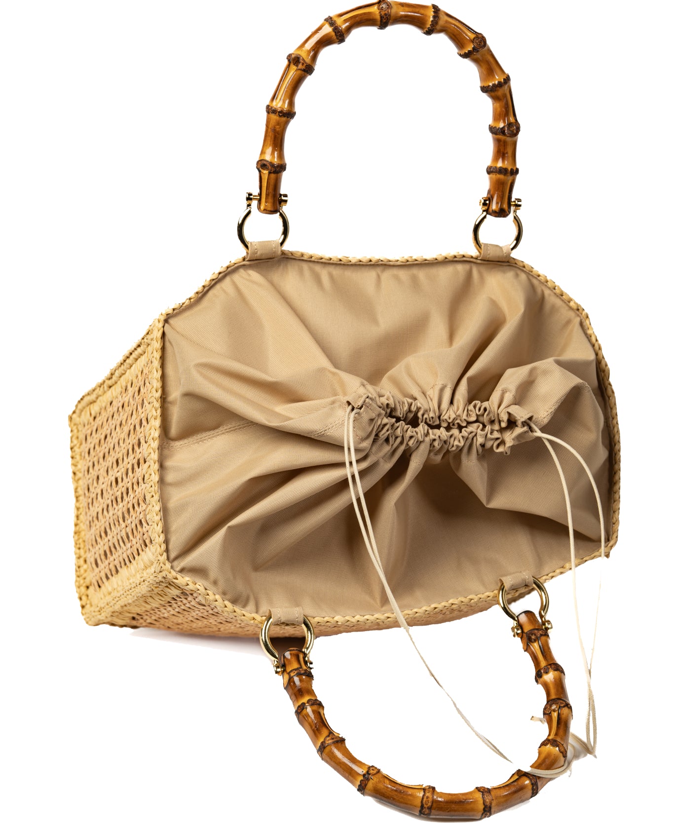 Tote Rattan with Bamboo Handles - Natural trim