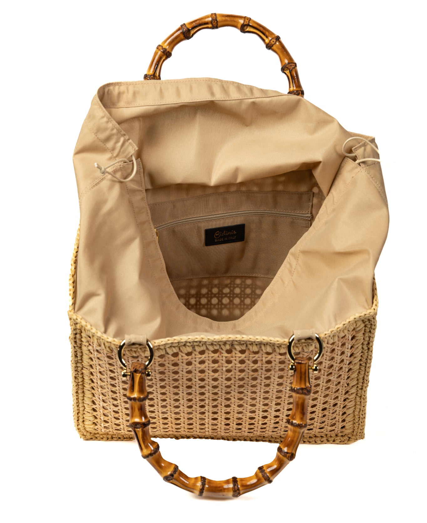 Tote Rattan with Bamboo Handles - Natural trim