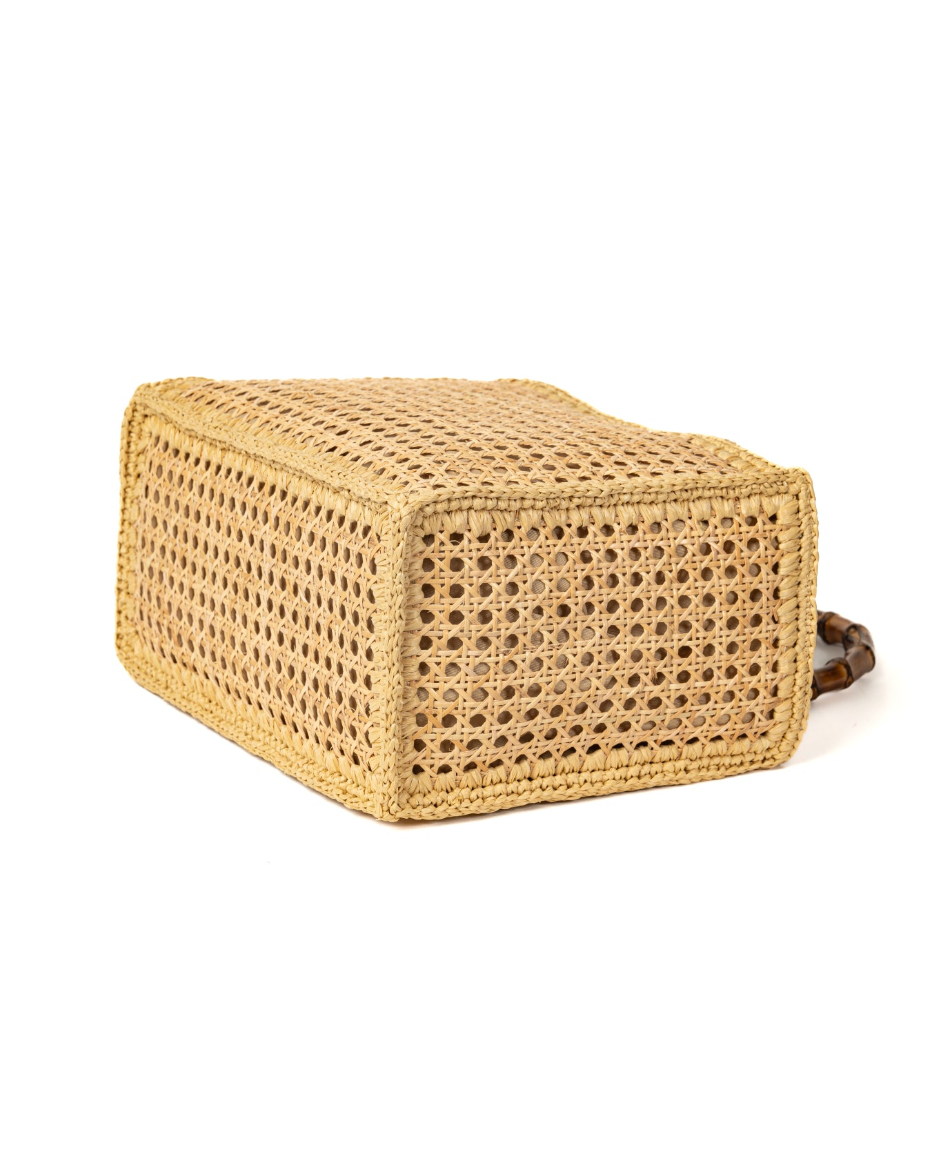 Tote Rattan with Bamboo Handles - Natural trim
