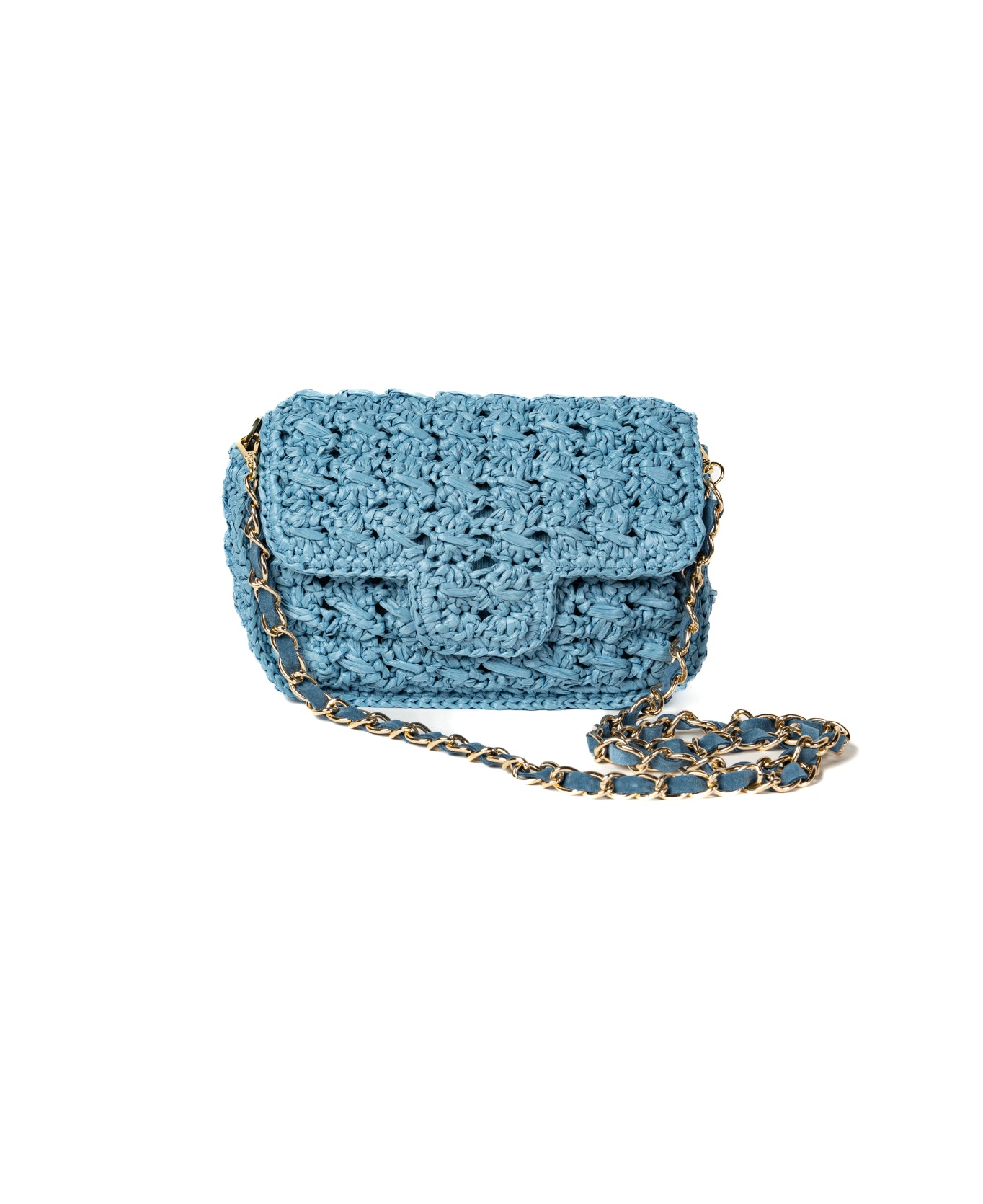 Lucrezia Raffia Bag - Duck Blue