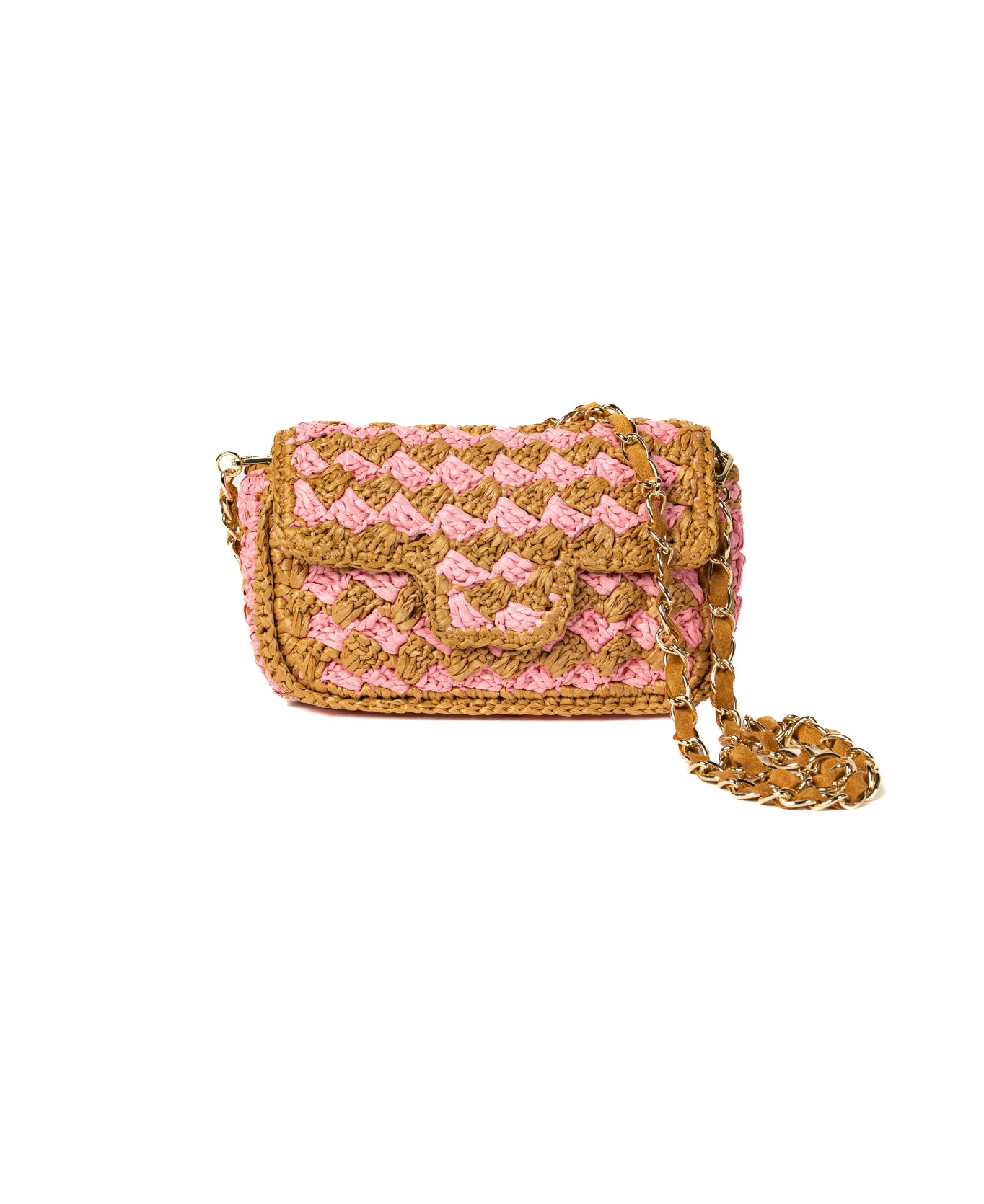 Borsa mini Lucrezia in rafia Rosa shocking