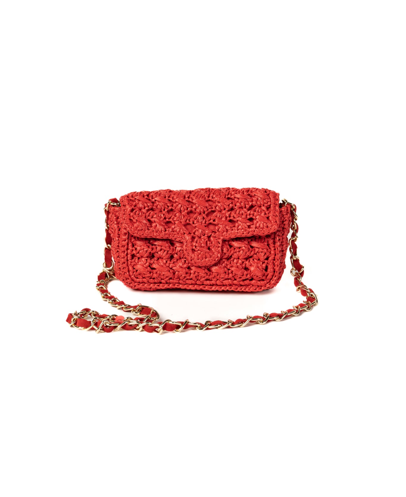 Mini Raffia Bag red