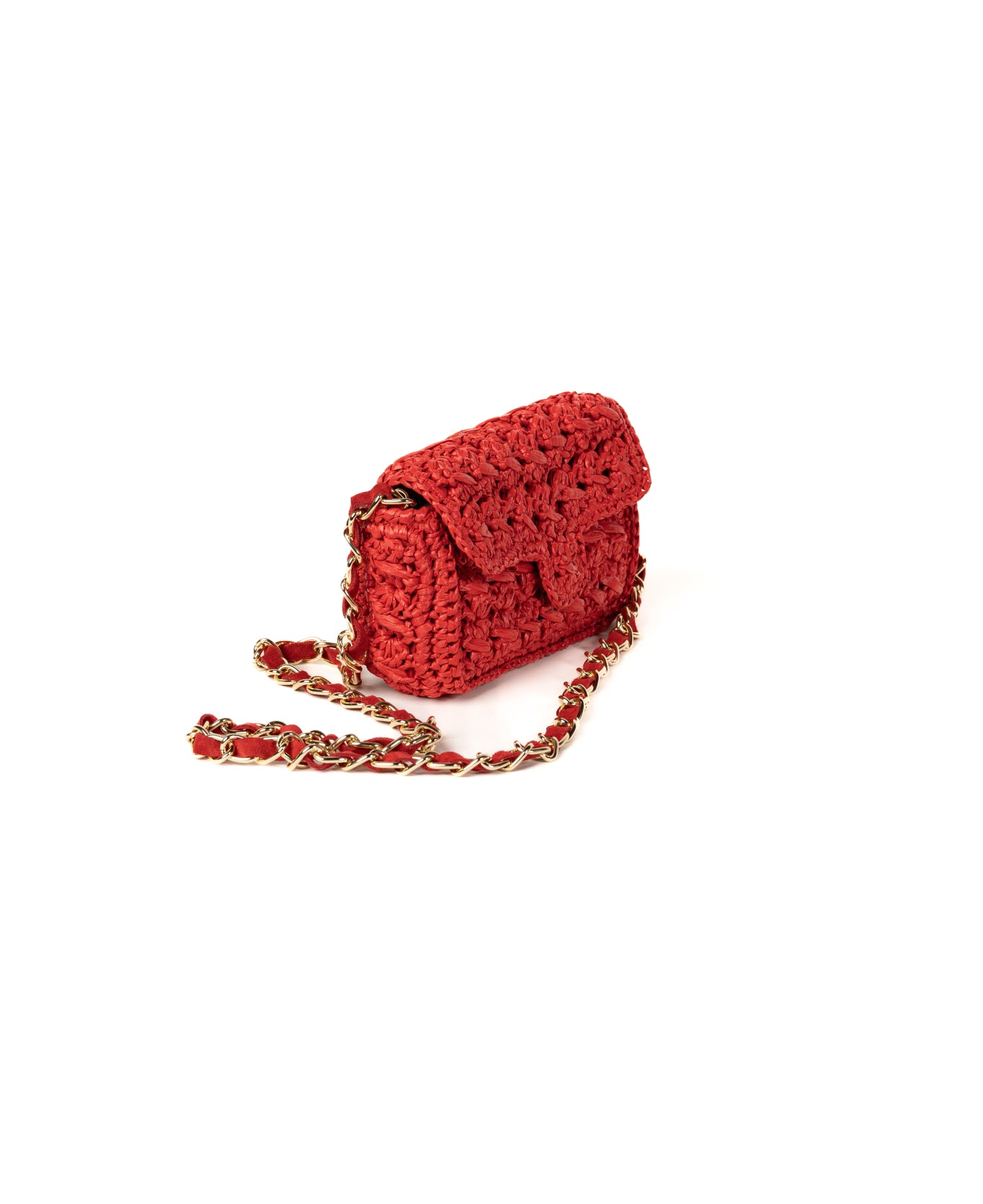 Mini Raffia Bag red