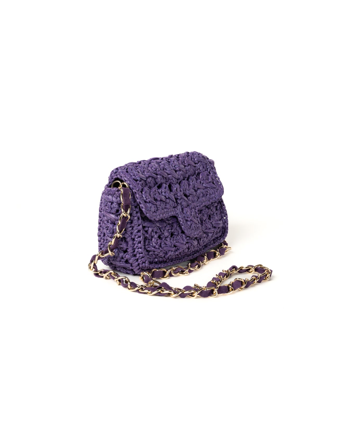 Mini borsa in rafia viola