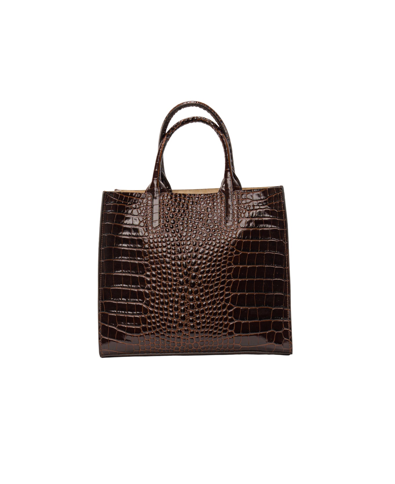 Florence Tote leather bag croc dark chocolate