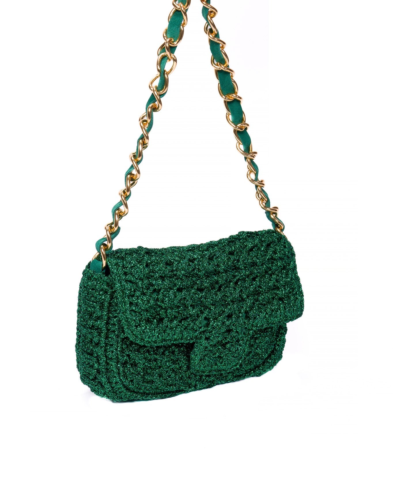 Lucrezia crochet bag Green lurex