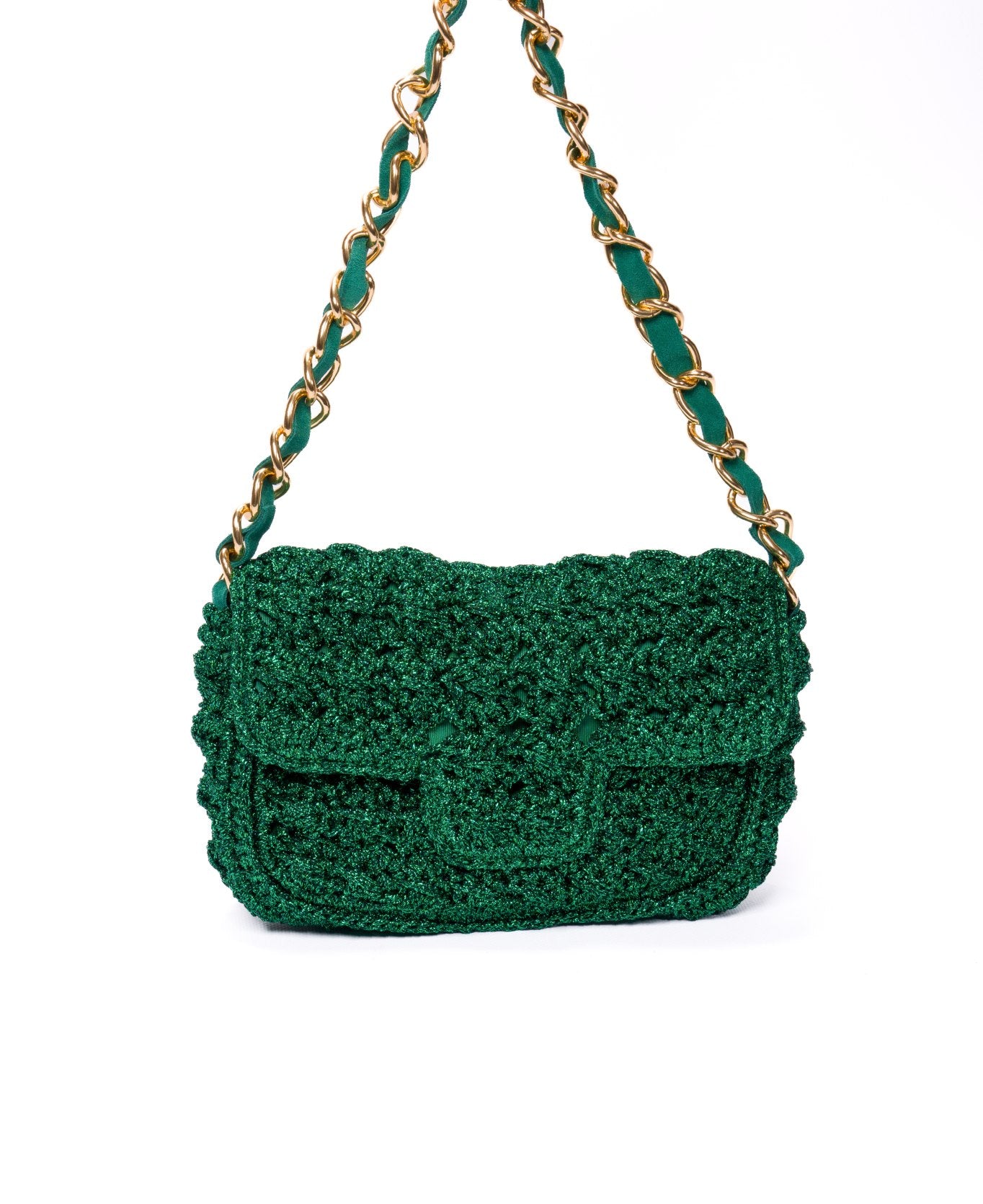 BIDINIS Lucrezia Lurex Small raffia crochet handbag