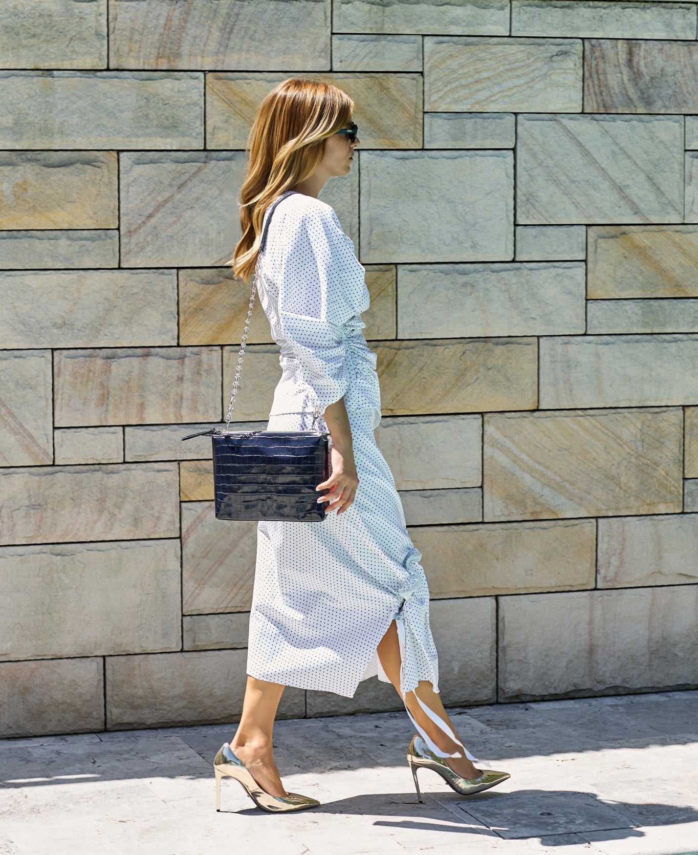 Crossbody Leather Bag - Navy Blue