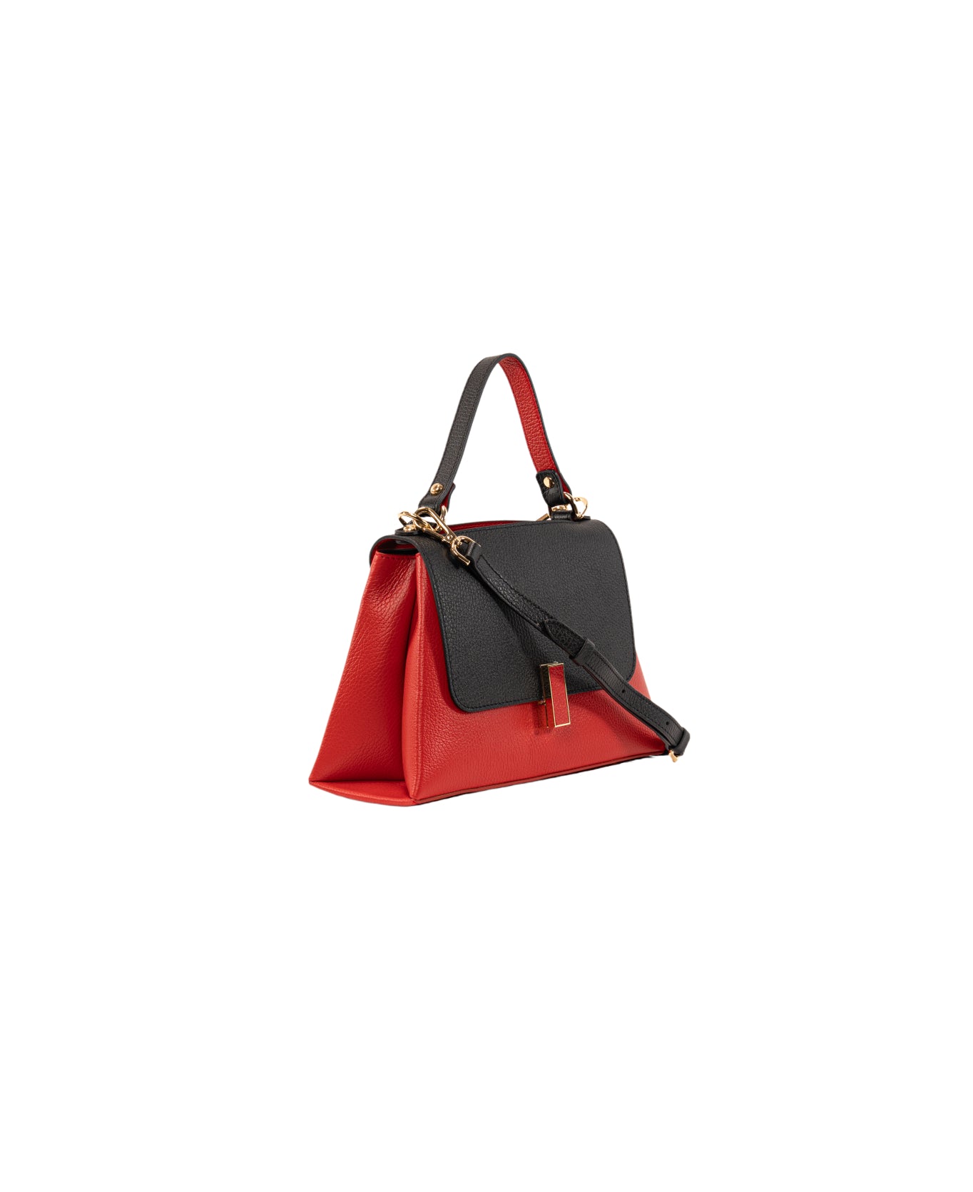 Lisa top handle leather bag Black and Red
