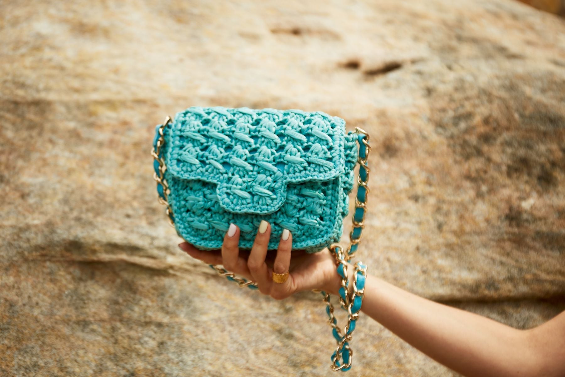 Mini Lucrezia Raffia Bag Turquoise