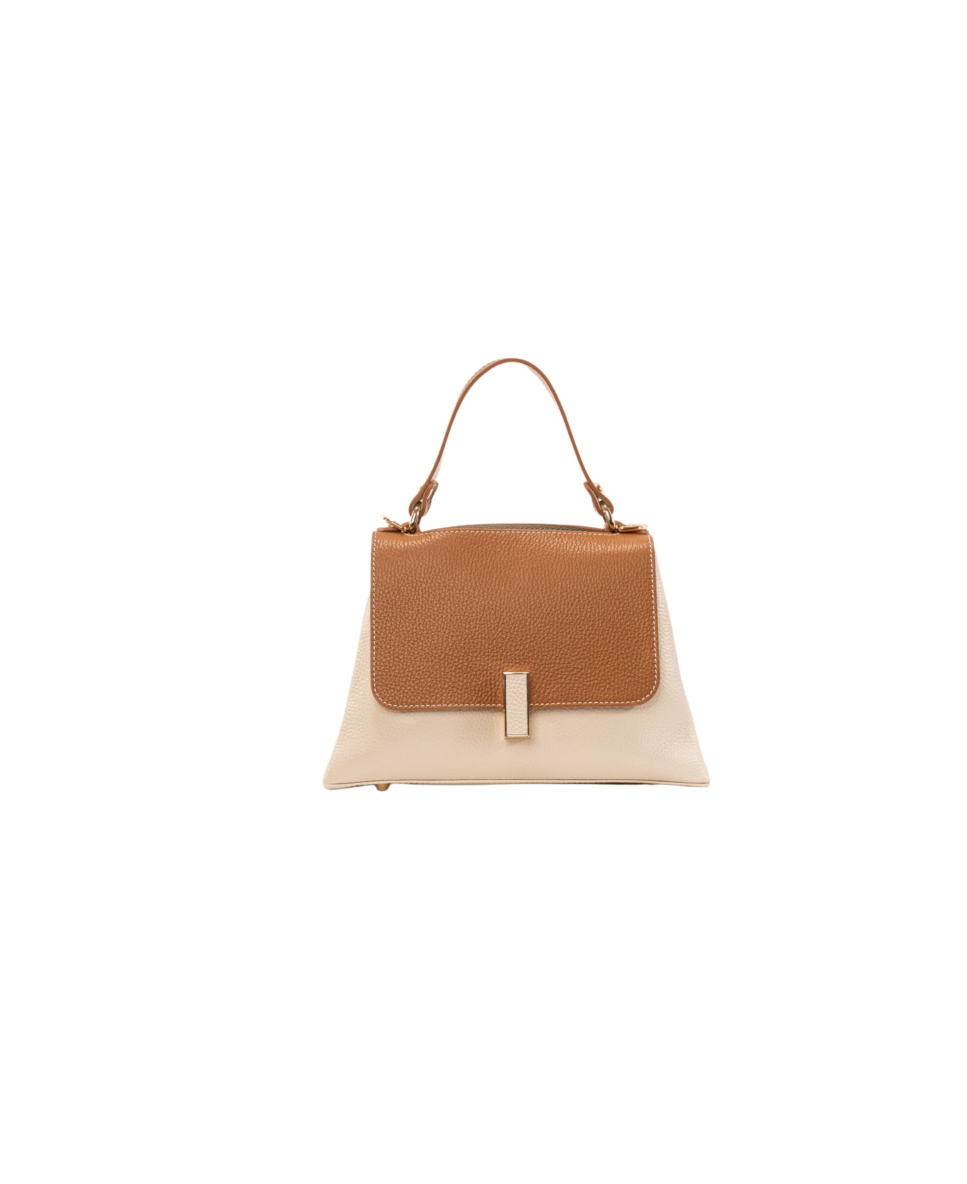 Lisa top handle leather bag Off-White and Tan