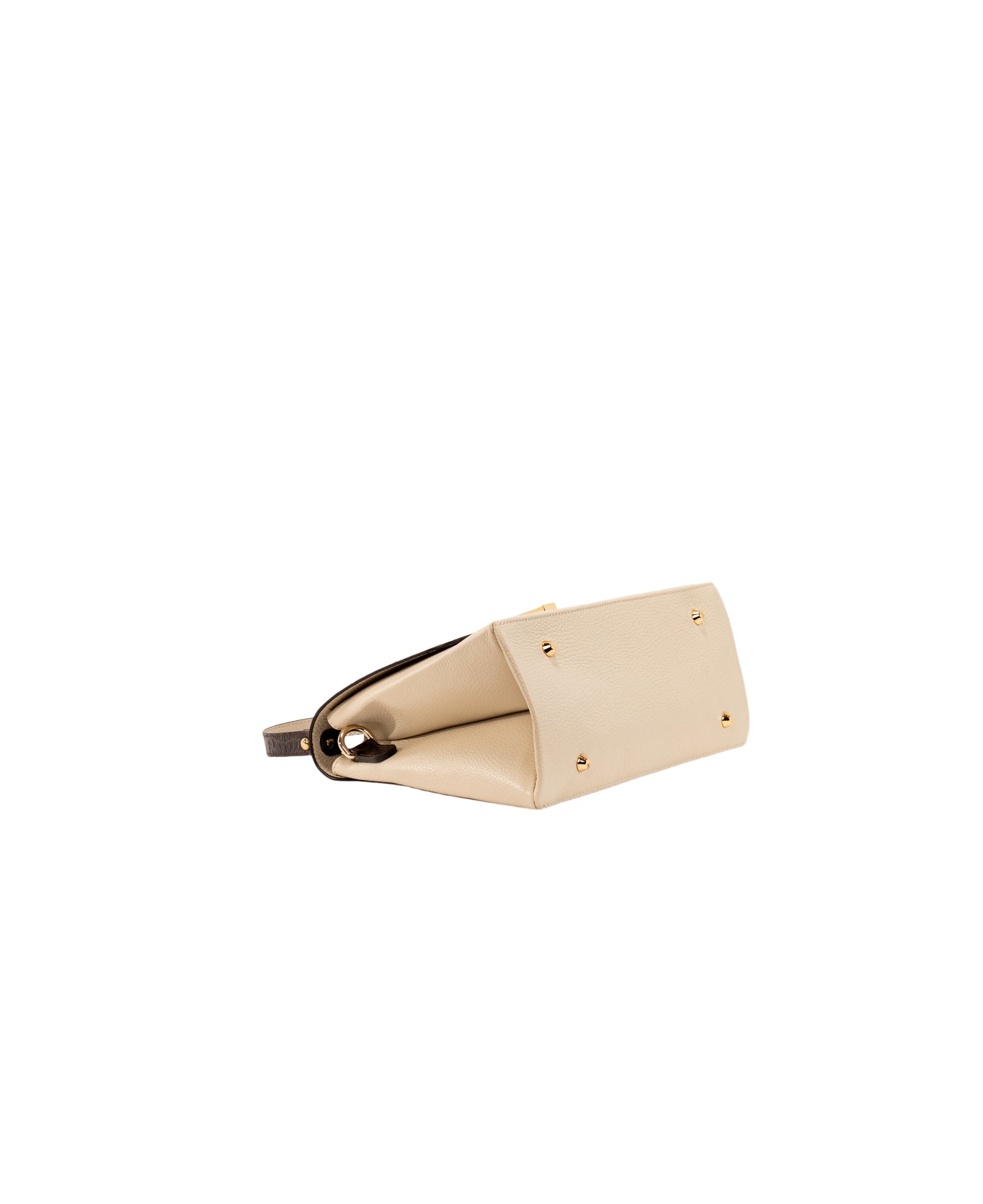 Lisa Large top handle leather bag Off-White and Dark Chocolate
