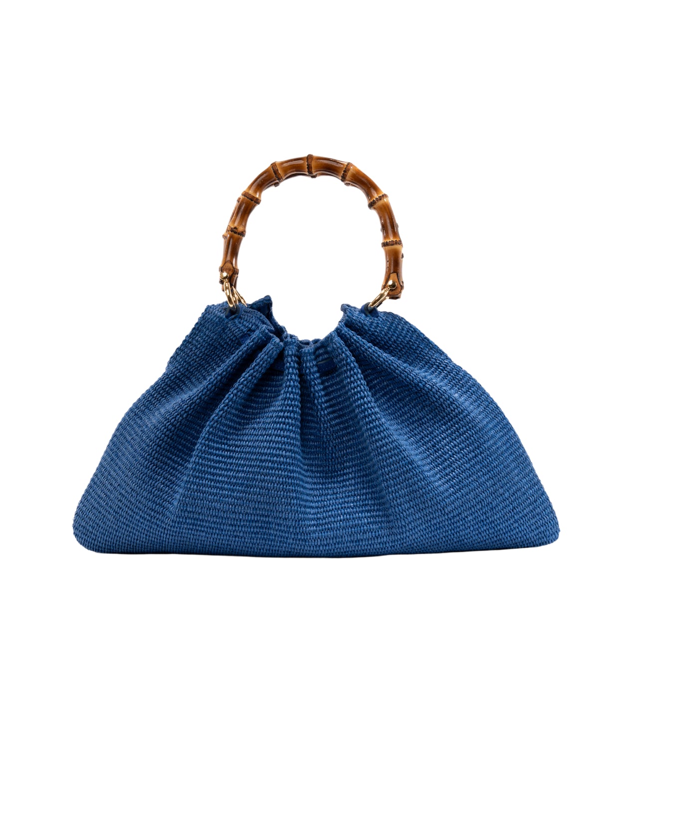 Caterina Raffia Bamboo Bag Cobalt Blue