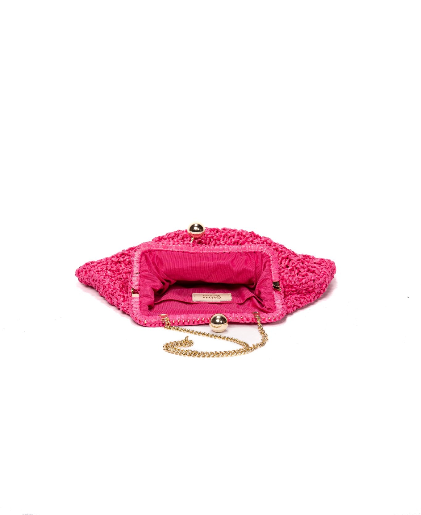 Margherita Raffia Clutch Hot Pink
