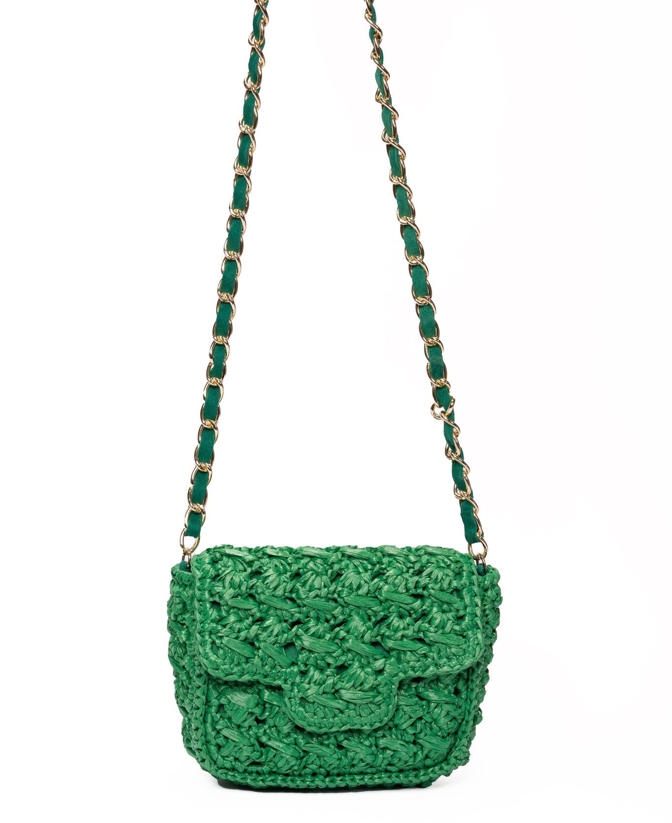 Borsa Mini Lucrezia in Rafia Verde Smeraldo