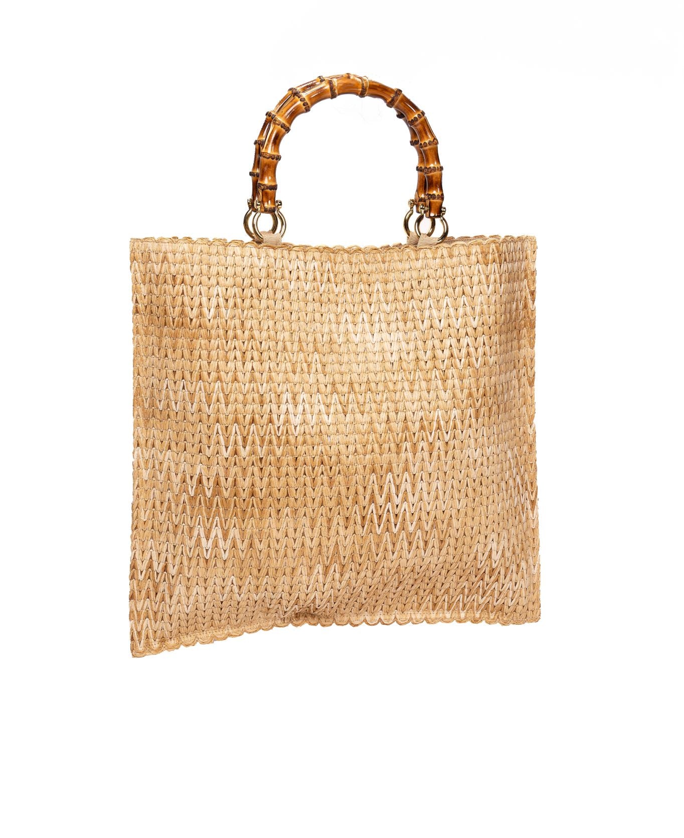 Borsa Piccarda in rafia in tonalità naturali - Grande