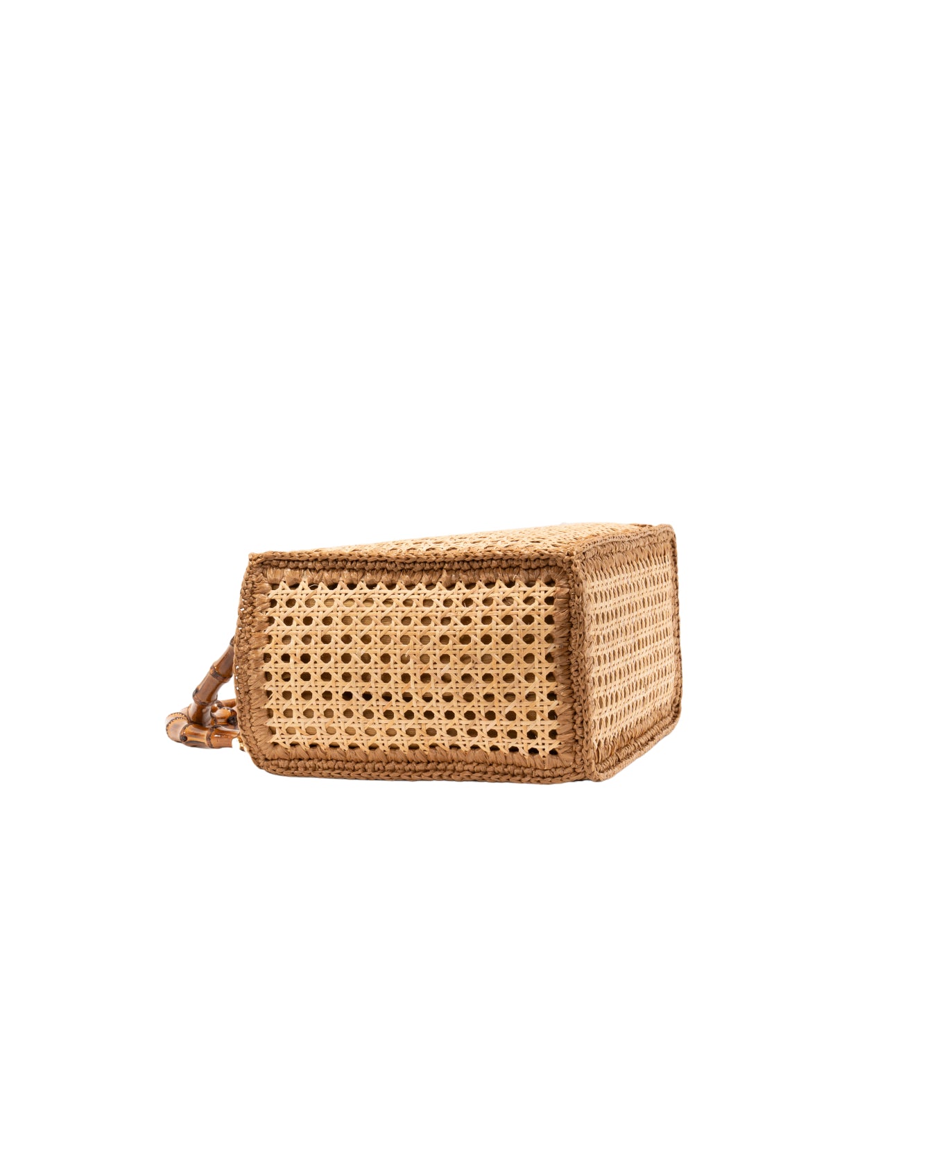 Large tote Rattan Brown crochet trim
