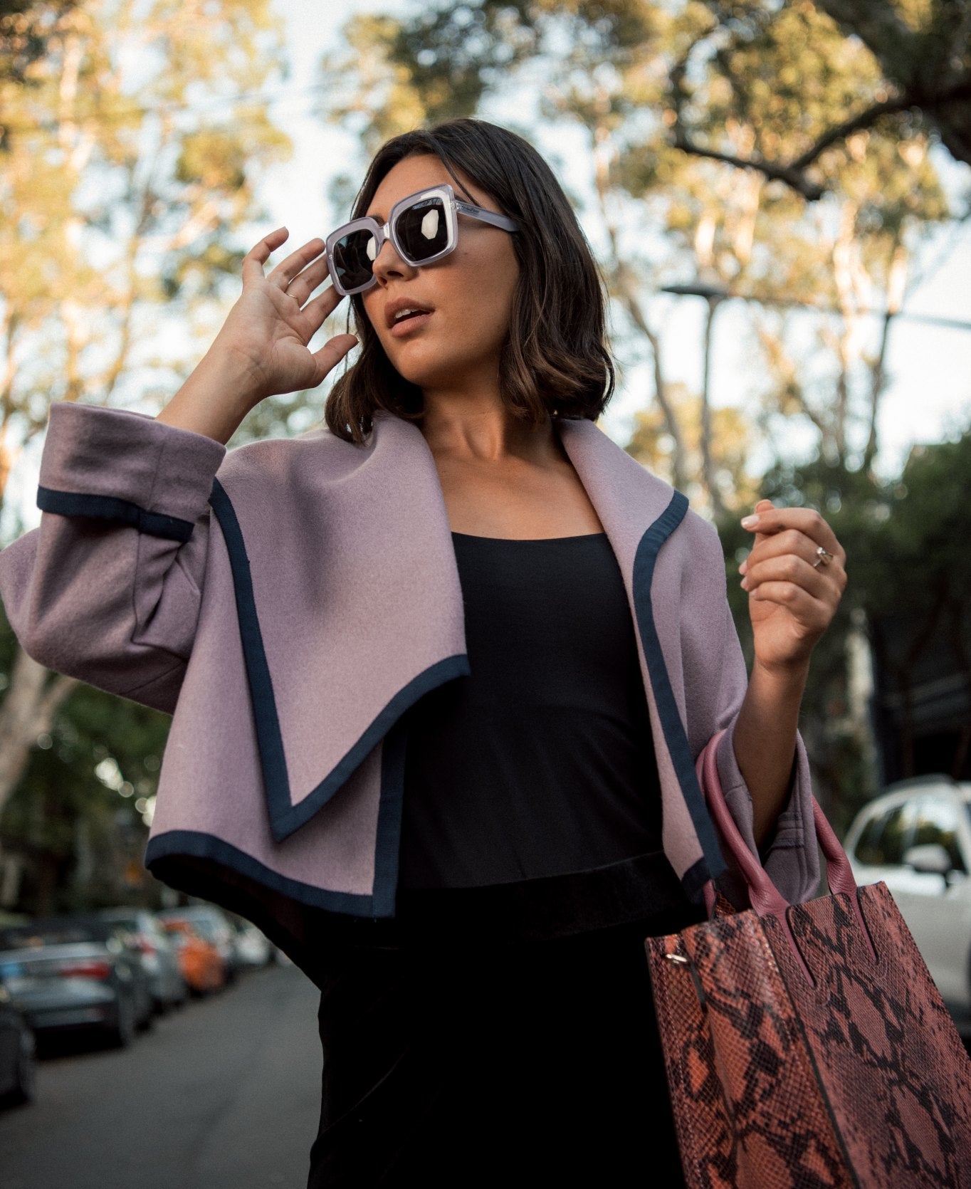 Borsa Florence Tote in pelle effetto serpente rosa