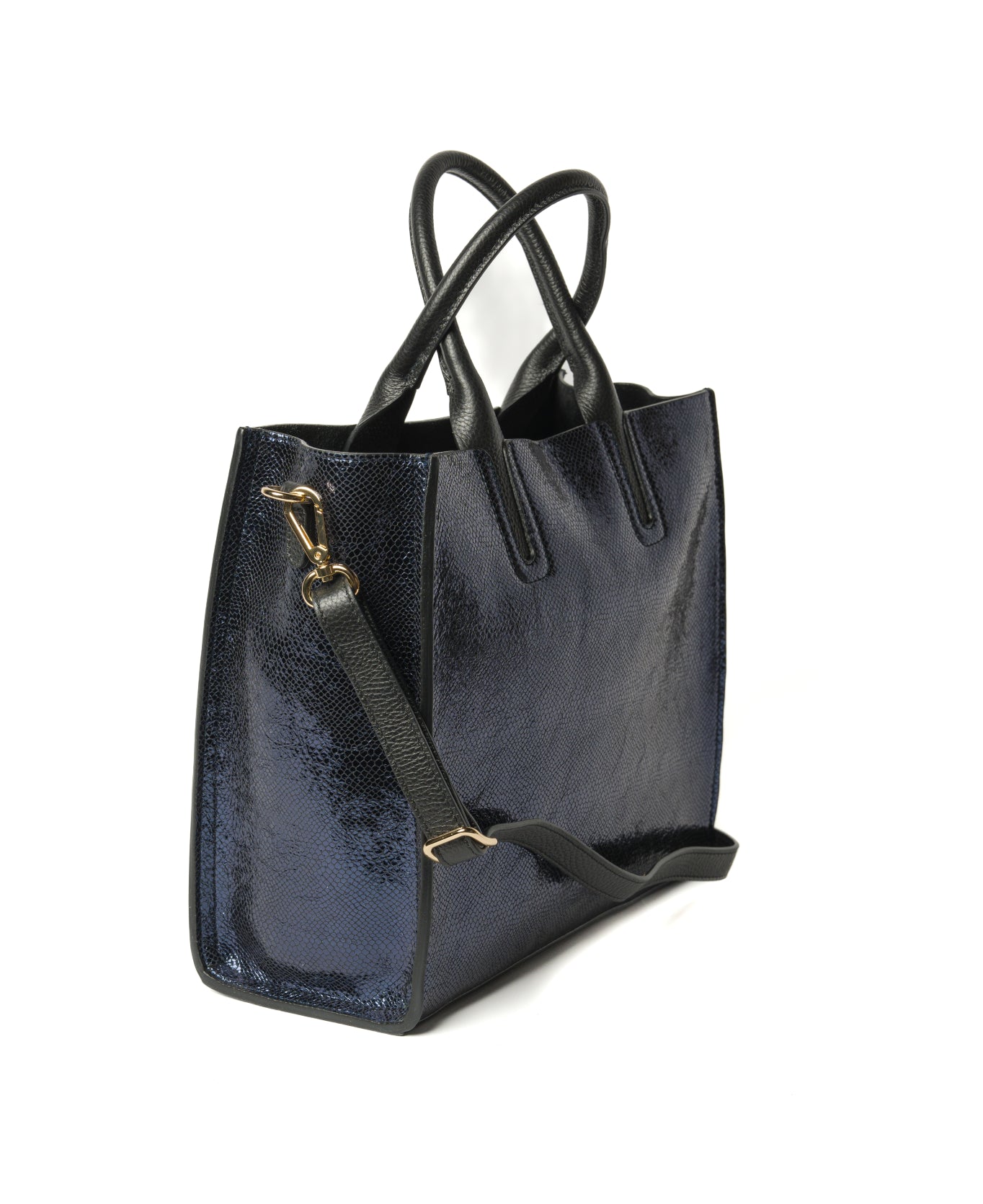 Florence Tote Leather Bag - Sparkling Navy Blue