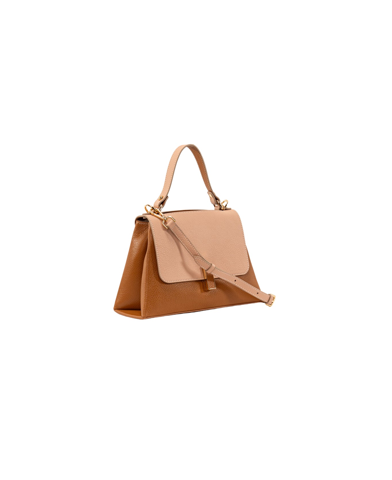 Lisa top handle leather bag Tan and Blush
