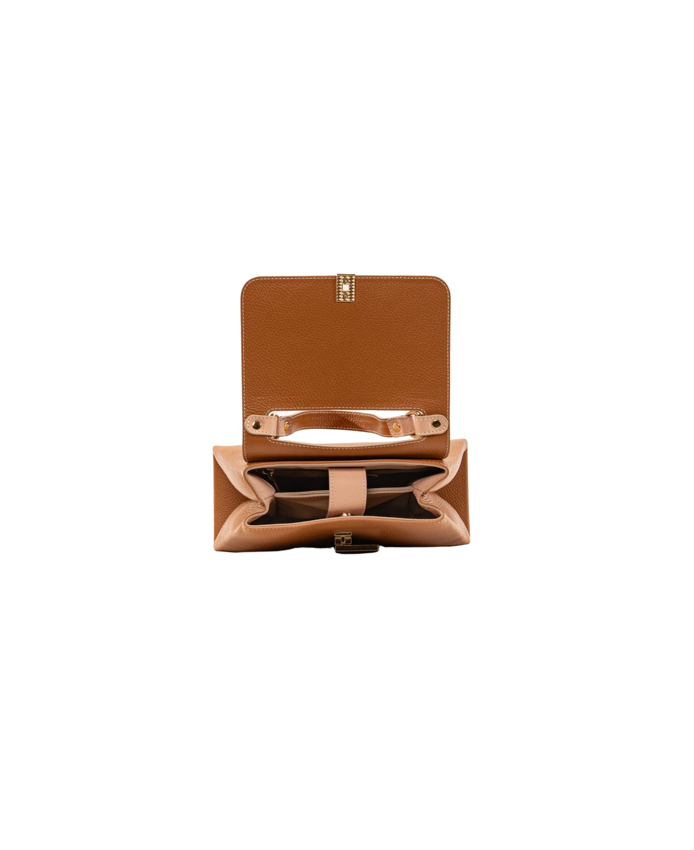 Lisa top handle leather bag Tan and Blush