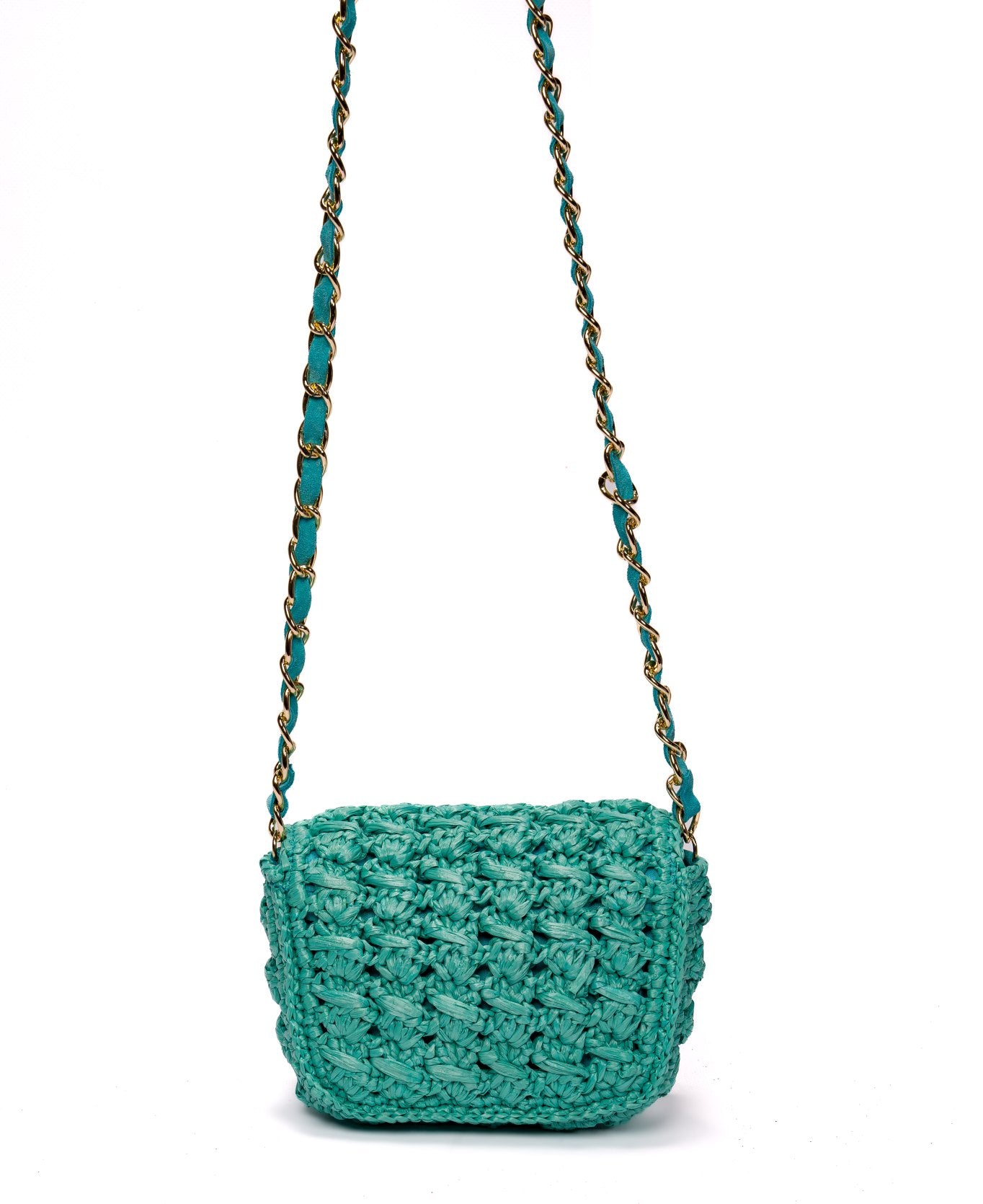 Borsa Mini Lucrezia in rafia Turchese