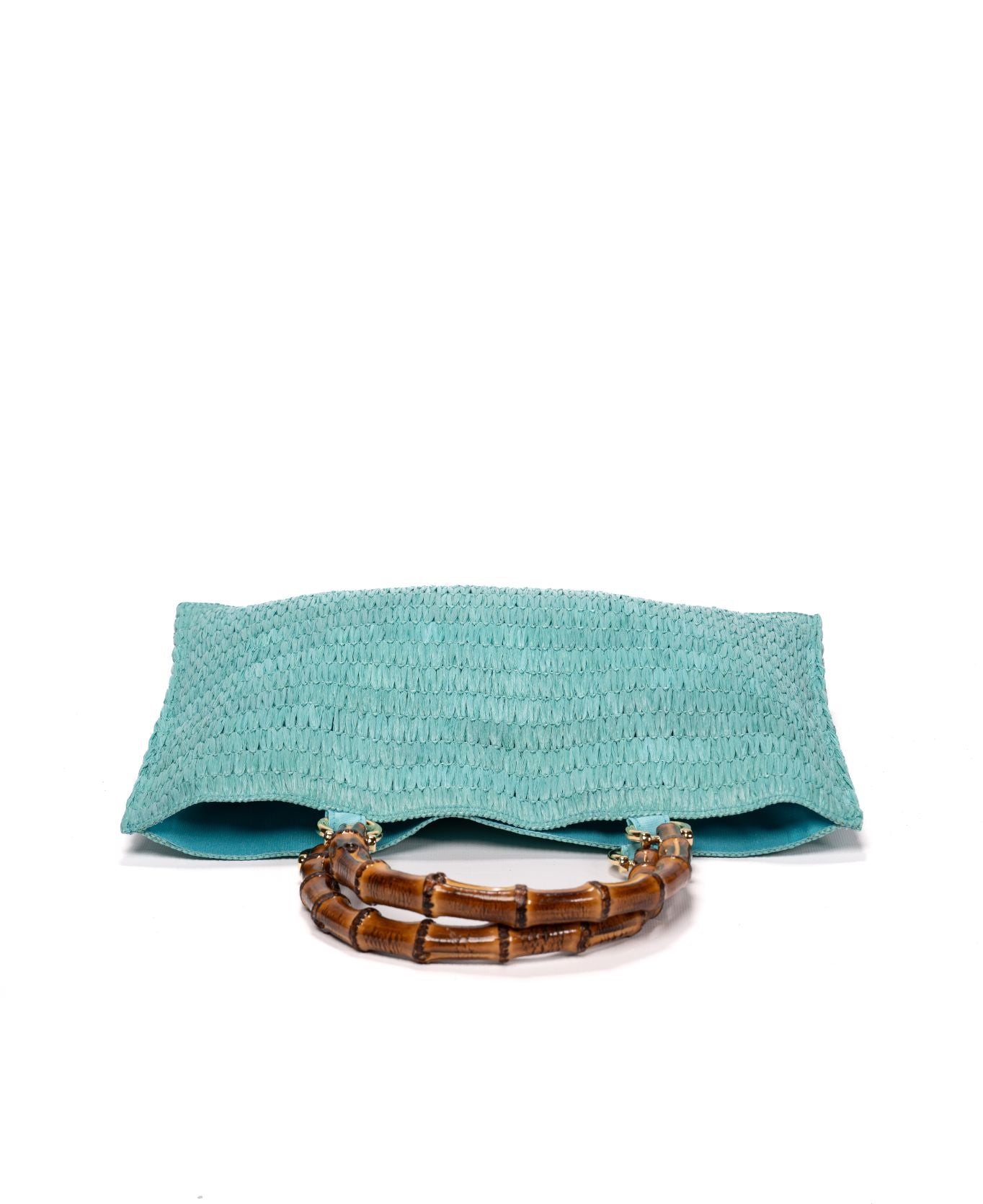 Piccarda Raffia Tote Bamboo bag Turquoise