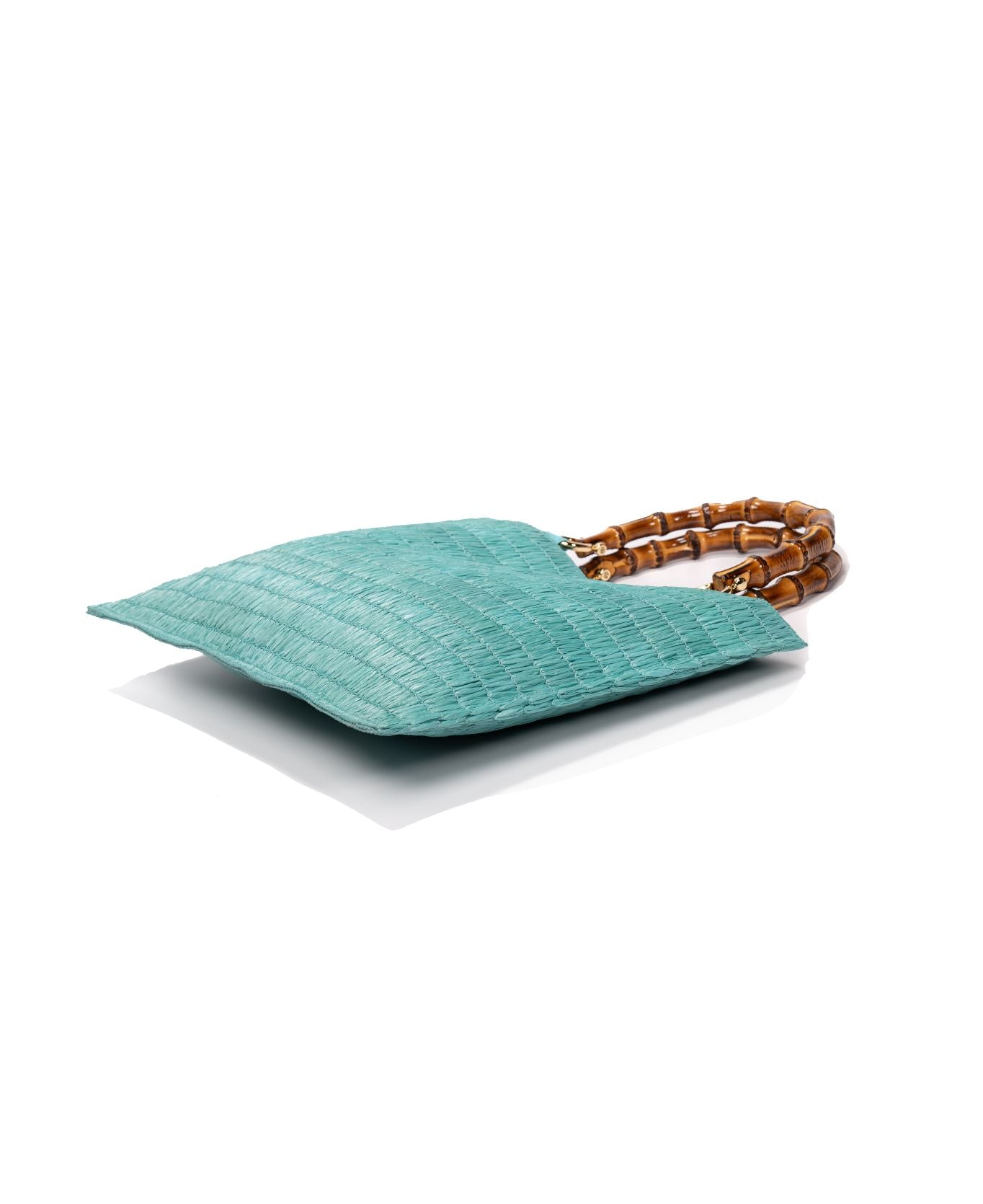 Piccarda Raffia Tote Bamboo bag Turquoise
