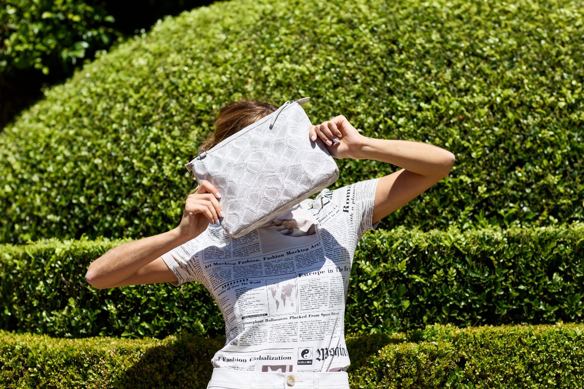 Crossbody Leather Bag - Silver White