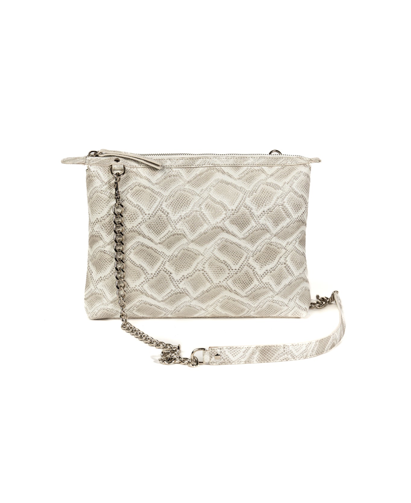 Crossbody Leather Bag - Silver White