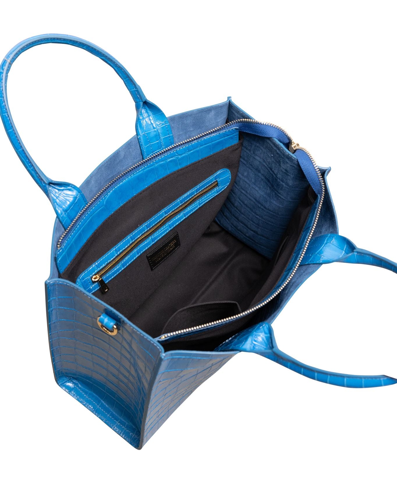 Borsa Florence Tote in pelle cocco goffrata azzurra