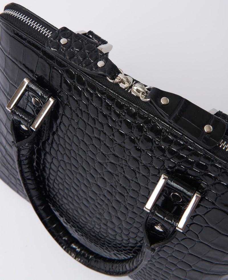 Bugatti Embossed Croc Leather Bag black