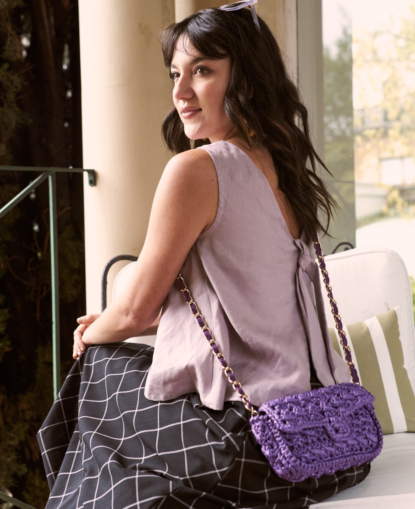 Mini Raffia Bag purple